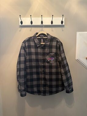NFL Black and Gray Plaid Lightweight Shirt Jacket